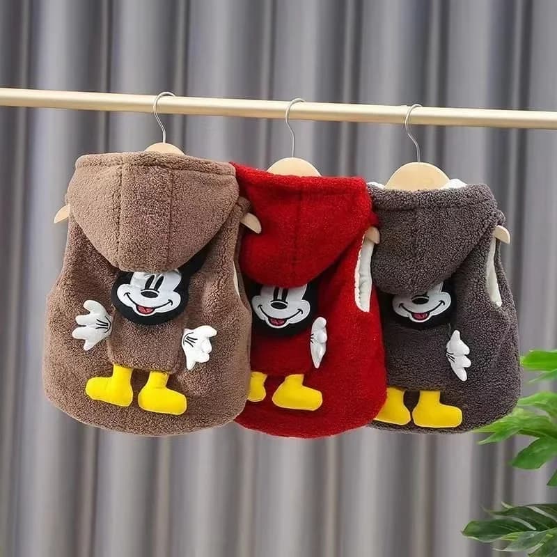 Winter Baby Boy Warm Cotton Coat Cartoon Mickey Mouse Print Kid Girl Thick Outerwear Sleeveless Zipper Jacket Child Vest Hoodies