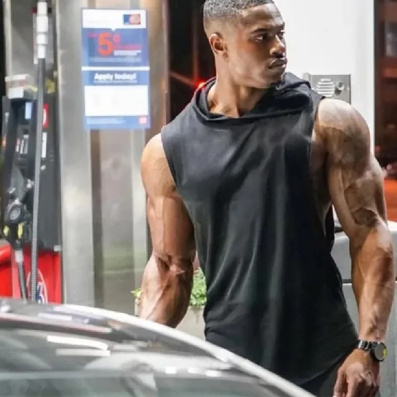 2024 Summer Men&#x27;s Basketball Running Training Hooded Sleeveless Fitness Top Fashionable Loose Speed Drying Sports Tank Top