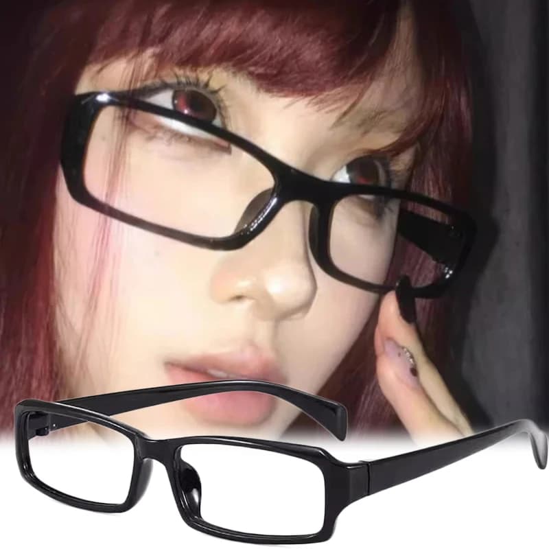 Vintage Style Small Black Square Frame Glasses Y2K Millennium Sweet Cool Spicy Girl Premium Feel Cosplay Photography Eyeglasses