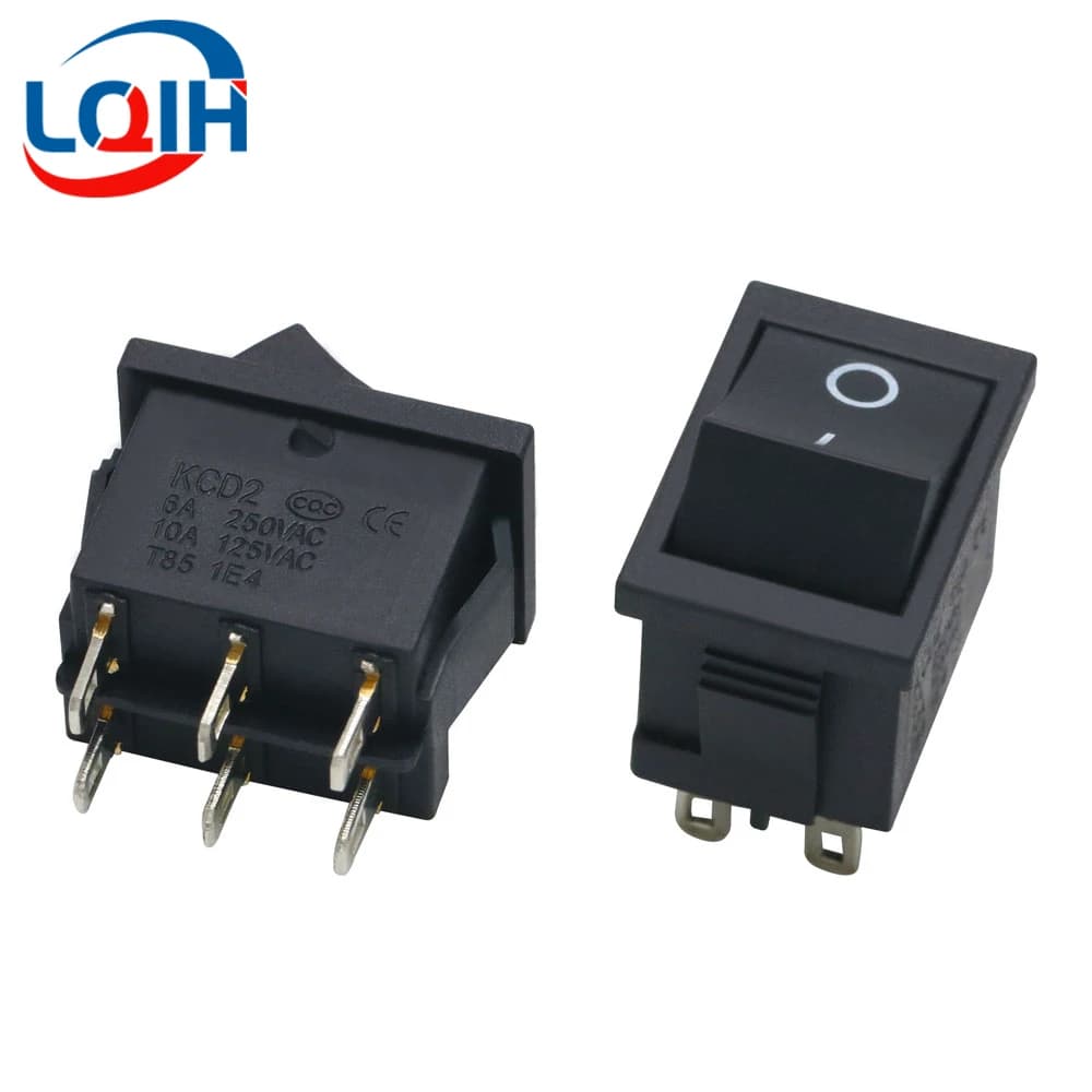 10PCS 15*21mm KCD1-202 Medium Sized 2-speed 6-foot Boat Switch Boat Shaped Rocker Power Switch 6A 250V 10A 125V