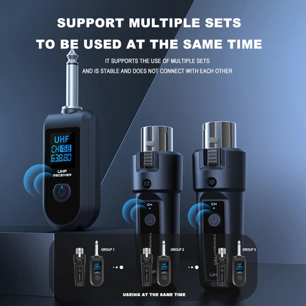 Wireless Microphone Converter XLR Transmitter and Receiver Signal Adapter for Audio Mixer Dynamic Mic Electric Guitar Bass