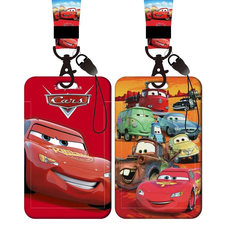 Disney Cars Lanyard Card Holder Cute Lightning McQueen Neck Strap Retractable clip Badge Holder Key chain Phone Rope Accessories