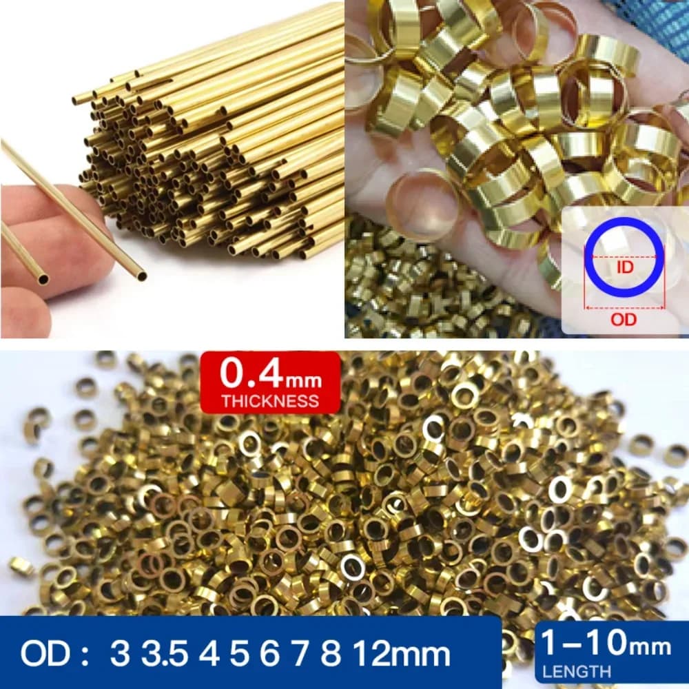 1000pcs Brass pipe 0.4mm wall thickness 3-12mm OD brass tube 1-10mm length Straight tubing  tube thin-walled Small diameter