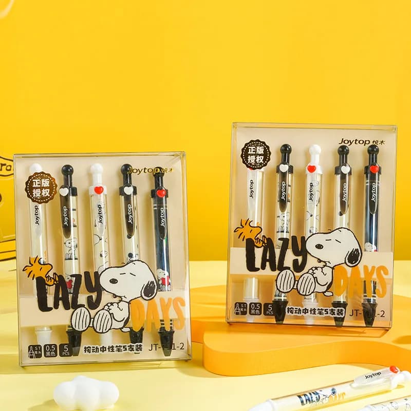 10/40pcs Kawaii Snoopy Press Gel Pen Set Cute 0.5mm Black Ink Signature Pens Promotional Gift Office School Supplies
