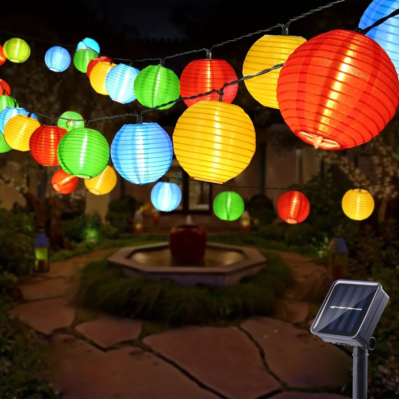 LED Solar Lantern String Lights Outdoor Garland Fairy Lights Solar Powered Garden Decorative Light for Christmas Wedding Party