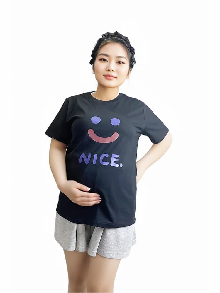 T-shirt For Pregnancy Women Summer Maternity T-shirts Pure Cotton Short-sleeved New Tees White Loose ins Versatile Tops Trendy