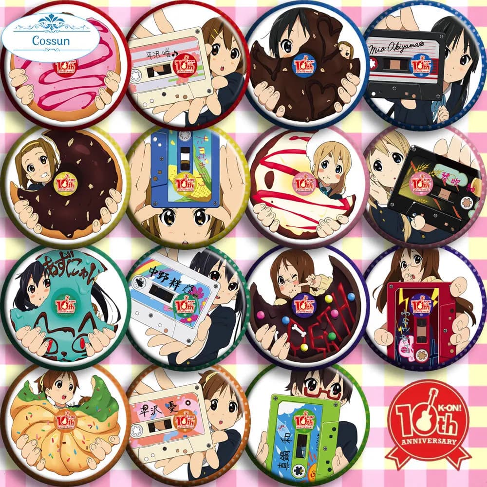58mm Japan Anime K-ON Light tone girl Cosplay Badge Cartoon Collection Bags Badges For Backpacks Button Clothes Brooch Pins gift