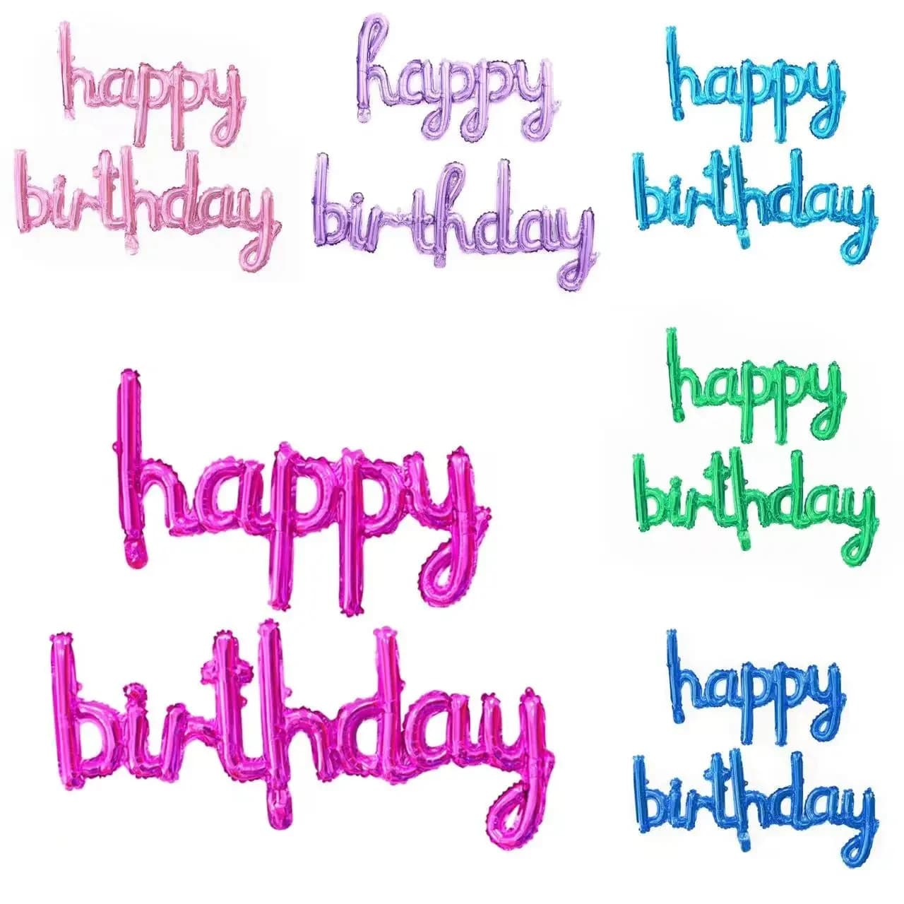 2pcs/set Happy Birthday Balloons Pink Purple Aluminium Foil Balloon Birthday Party Decoration Suppries Home DIY Accessories Prop