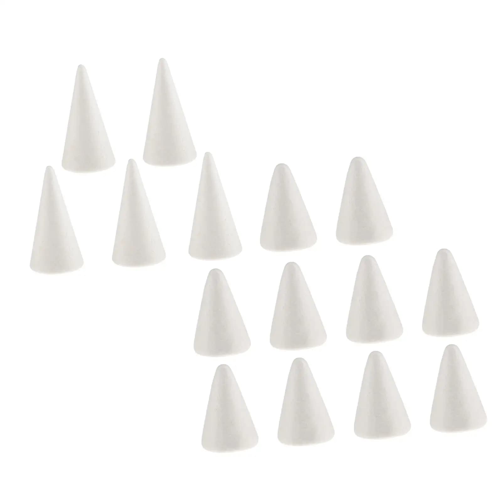 15x Craft Foam Cones Foam Tree Cones Decors Christmas Tree Project Polystyrene Cones for Xmas Trees Holiday Table Centerpiece