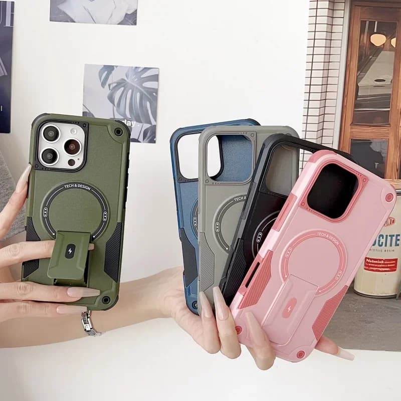 holder magnetic for iPhone 16 15 14 13 12 11 Pro Max Plus case Magsafe wireless charging anti fall protection cover bumper