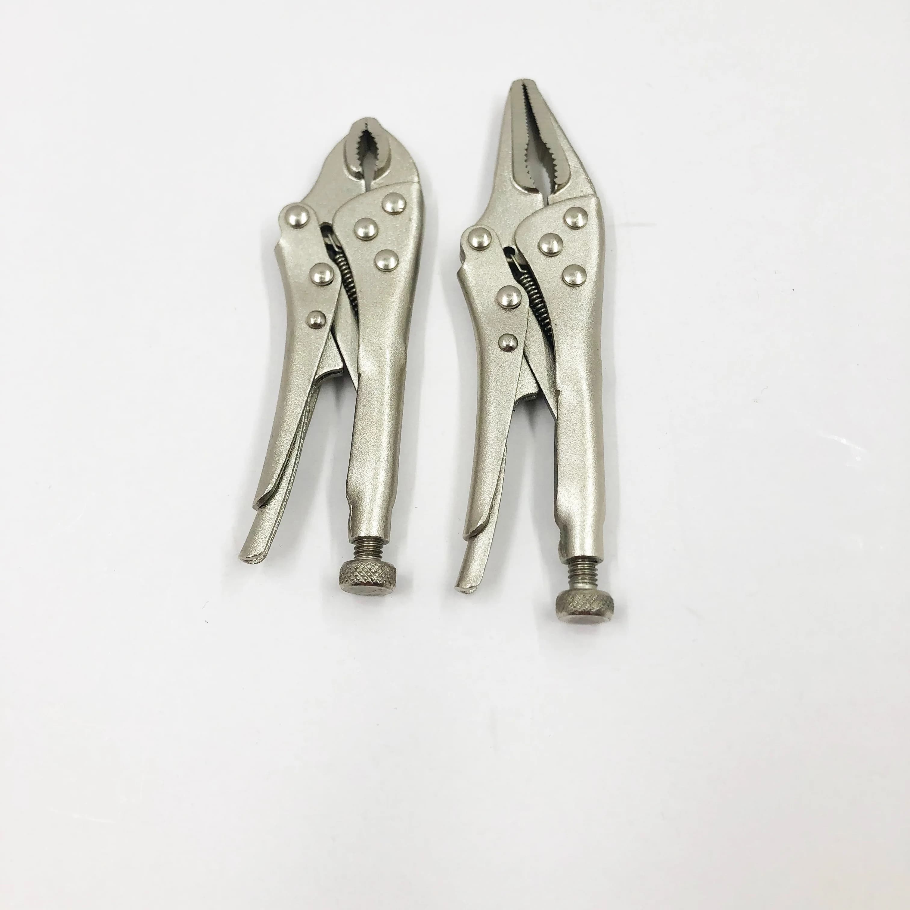 2Pcs/set Mini Vice Grip Style Locking Pliers 5" Long Nose and 4" Curve Jaw Labor-saving clamp welding clamp Home hand Tools