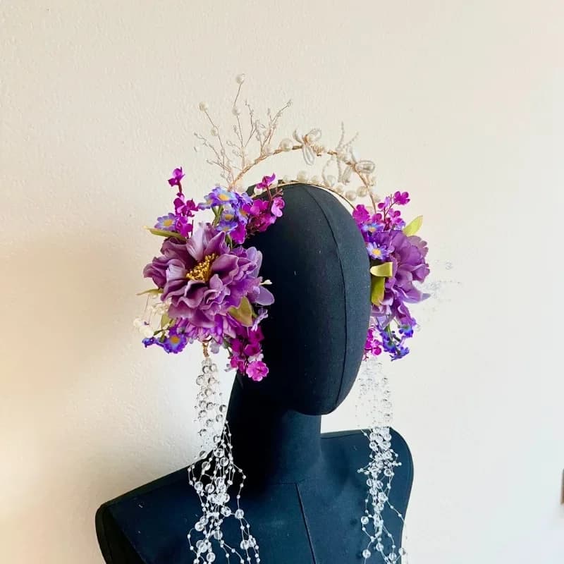 new hairpin head pearl fake flower headband adult jewelry  hair accessories ethnic style handmade wreath