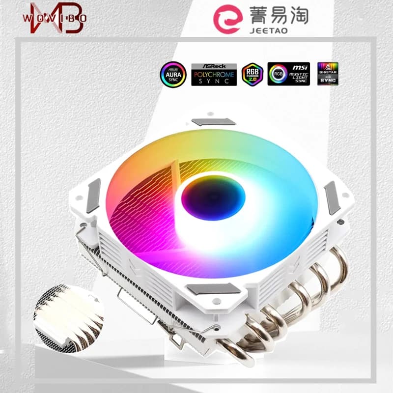 Wovibo CPU Ventilador Fan RGB ARGB PWM 4PIN Intel LGA 1150 1151 1155 1156 1200 1700 2011 X79 X99 AM3 AM4 Cooling Cooler Radiator