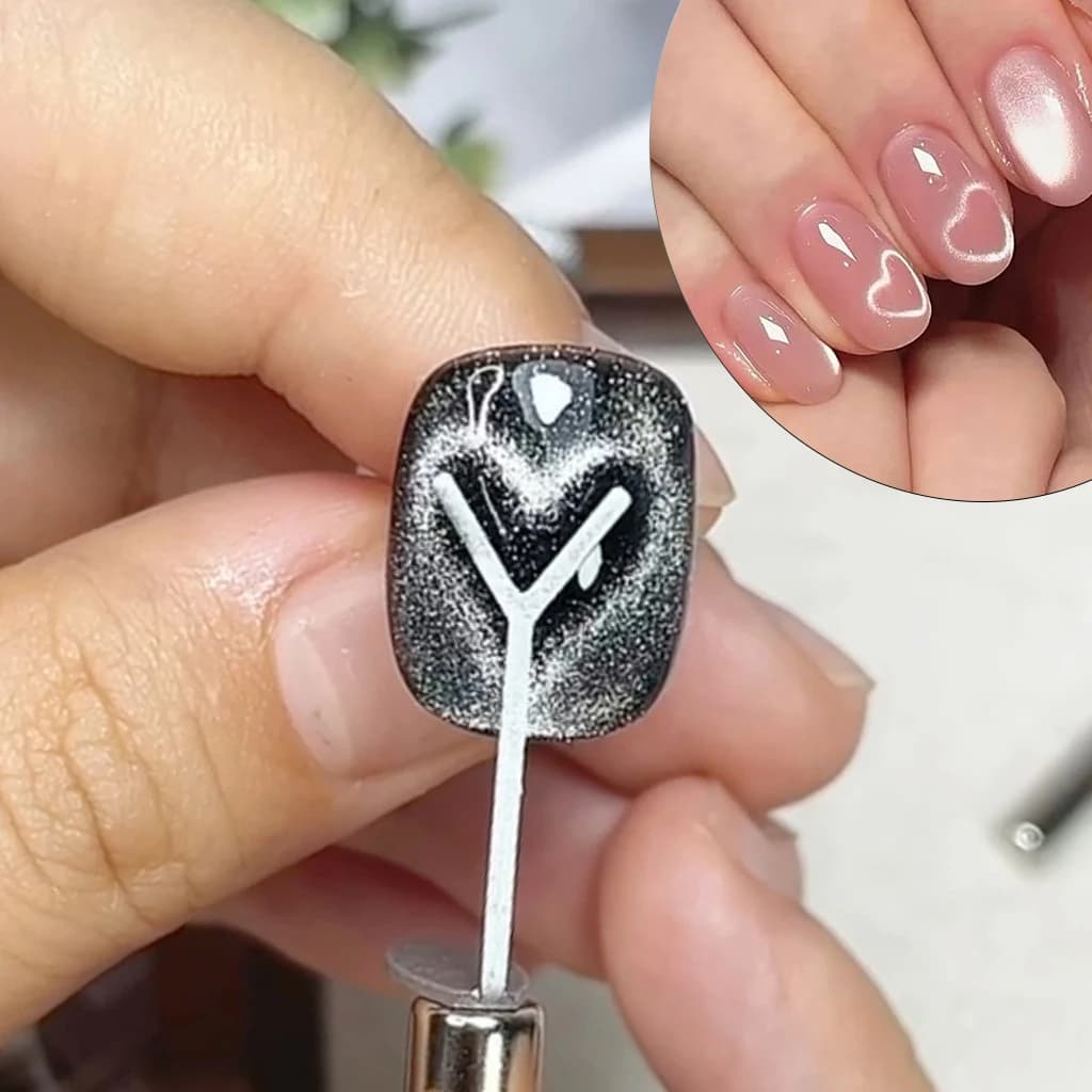 1/2/4pcY-shaped Love Heart Magnetic Auxiliary Tool For Match with Nail Magnet Suck Cat Eye Heart Shapes Effect Nail Gel DIY Tool