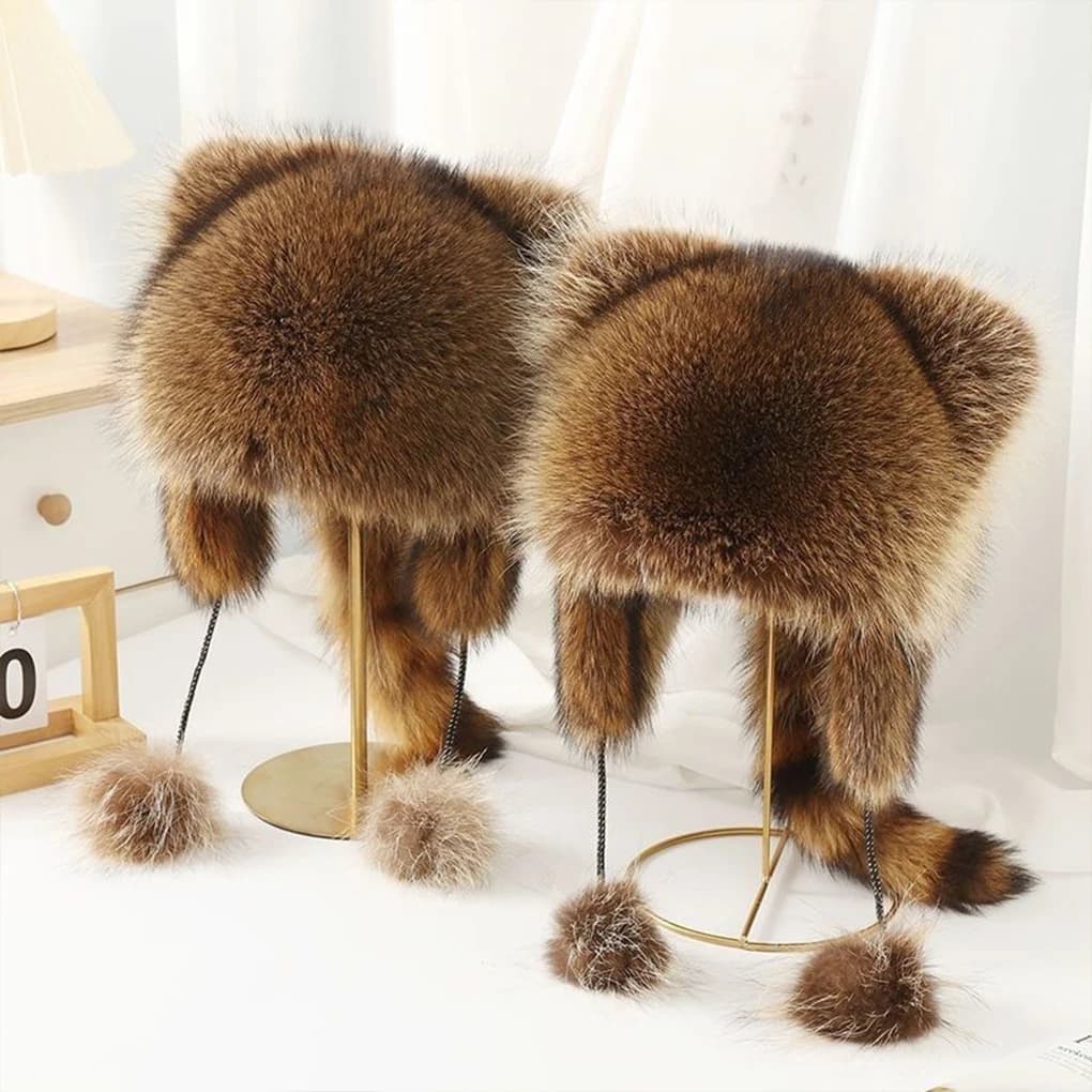 Classic Faux Fur Aviator Hat Fashion Brown Earflap Hat Thick Cold Protection Fluffy Women’s Trapper Hat for Daily Use
