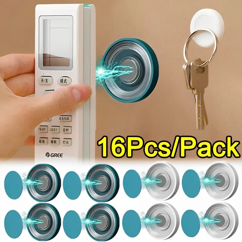 16/2Pcs Magnetic Hooks Wall Mounted Remote Control Magnet Holder Keys Anti-Lost Router Socket Organizer Hook Home Office Storage