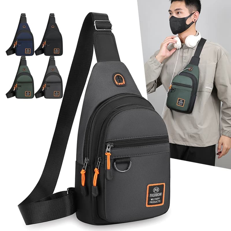 Casual Men Chest Bag Nylon Small Shoulder Bag Running Cycling Belt Sling Bag Outdoor Sport Crossbody Bag Travel Phone Pouch Bag