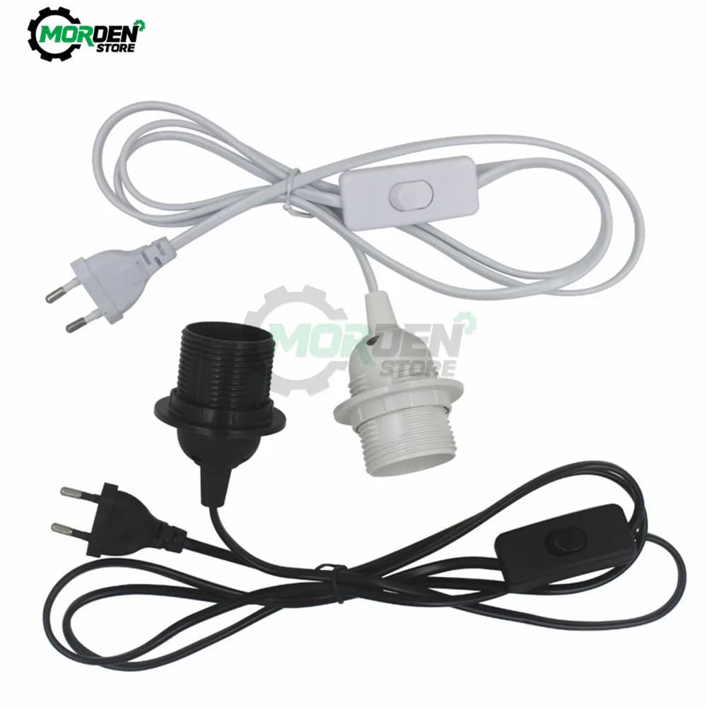 EU US Plug 1.8m Power Cord Cables E27 Full Teeth Lamp Base Holder With Switch Wire For Pendant Led Bulbs Fixture Hang lamp