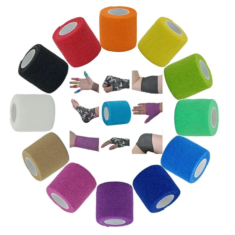 1/6roll 2.5/5/7.5/10cm*4.6m Non Woven Elastic Self Adhesive Bandage Cohesive Bandage for Sports Fixing Finger Wrist Leg