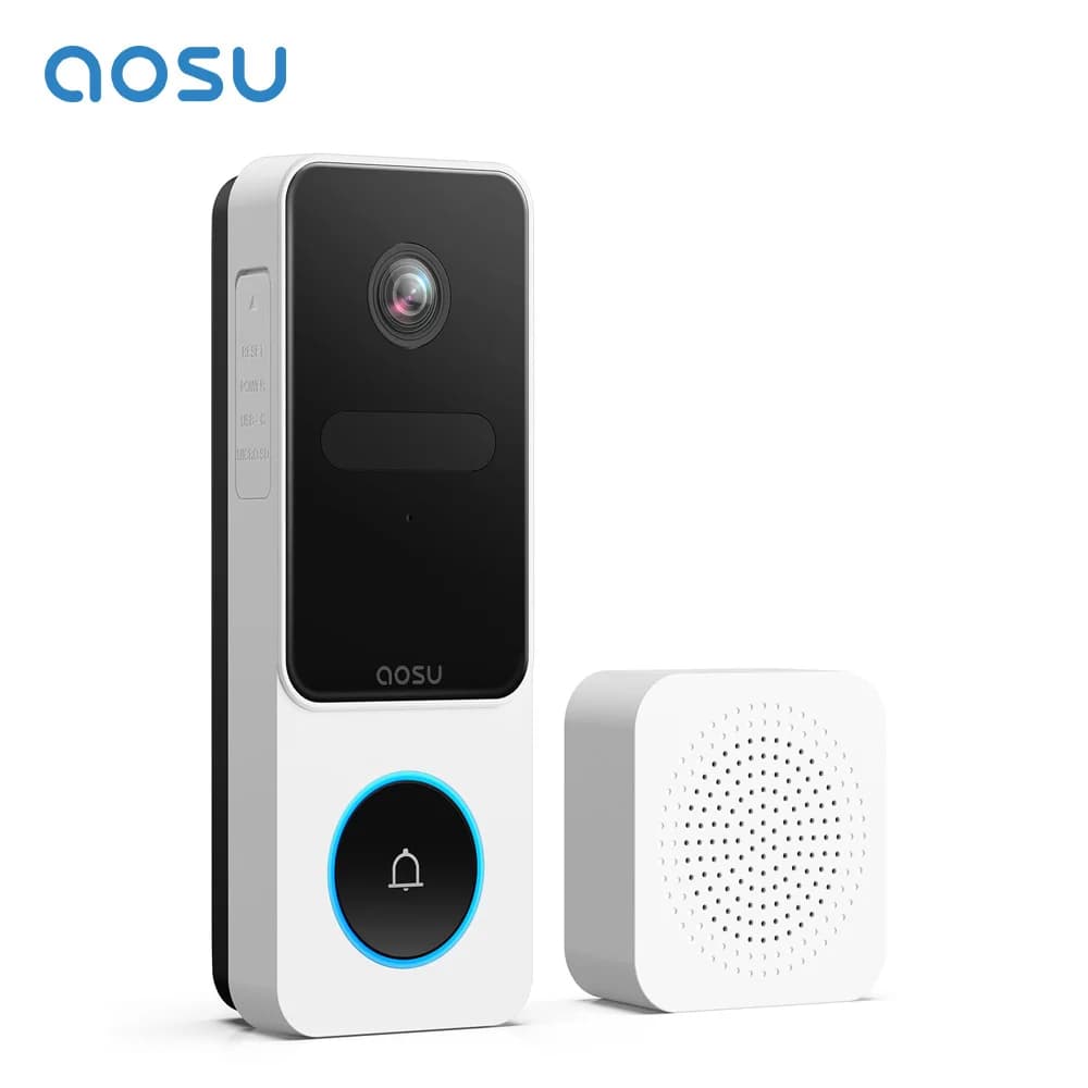 AOSU 3MP Wireless Doorbell Video Intercom Outdoor 2.4G Wi-Fi Smart Doorbell with Chime Human Detection Support Alexa Door Bell