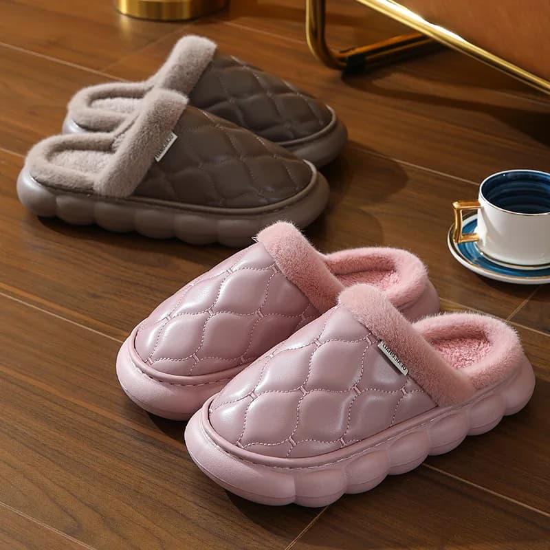 woman winter cotton slippers Waterproof Thick soled anti slip Warm cotton shoes men home cozy soft sole Couple slippers