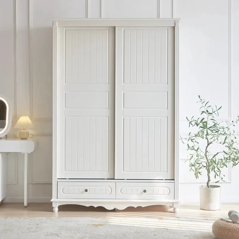 Luxury Orgnizer Tall Wardrobes Wood Aesthetic Storage Organizer Wardrobes Sliding Door White Szafa Na Ubrania Bedroom Furniture