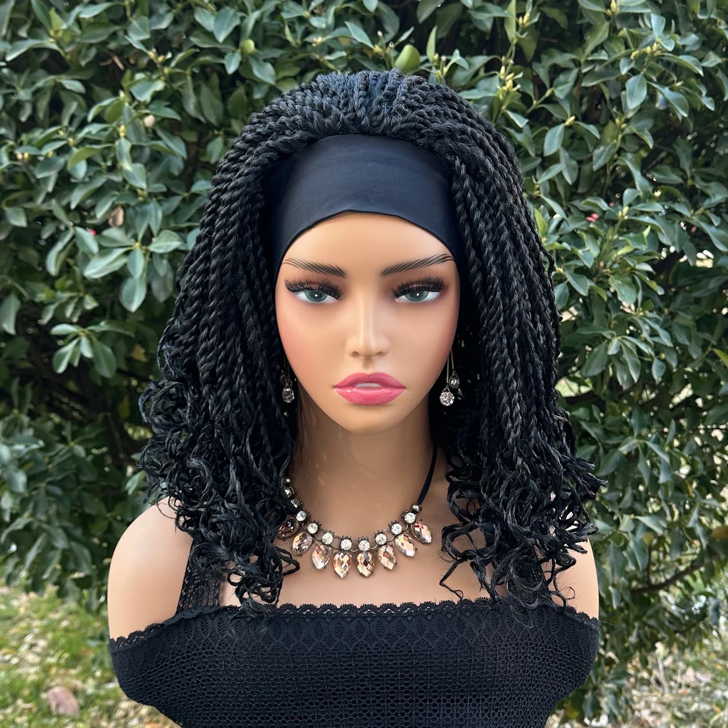 Short Twist Braided Headband Wigs 12Inch Synthetic Braided Wig for Black Women Crochet Twist Box Braids Hair Wigs Extension