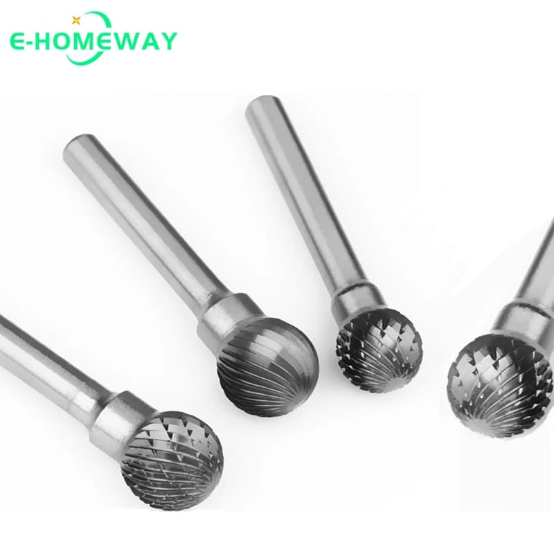 Ball Shape Type D Tungsten Carbide Burr-1/4" Shank 6/8/10/12/14/16mm Blade Rotary Files For Precision Grinding In Metalworking