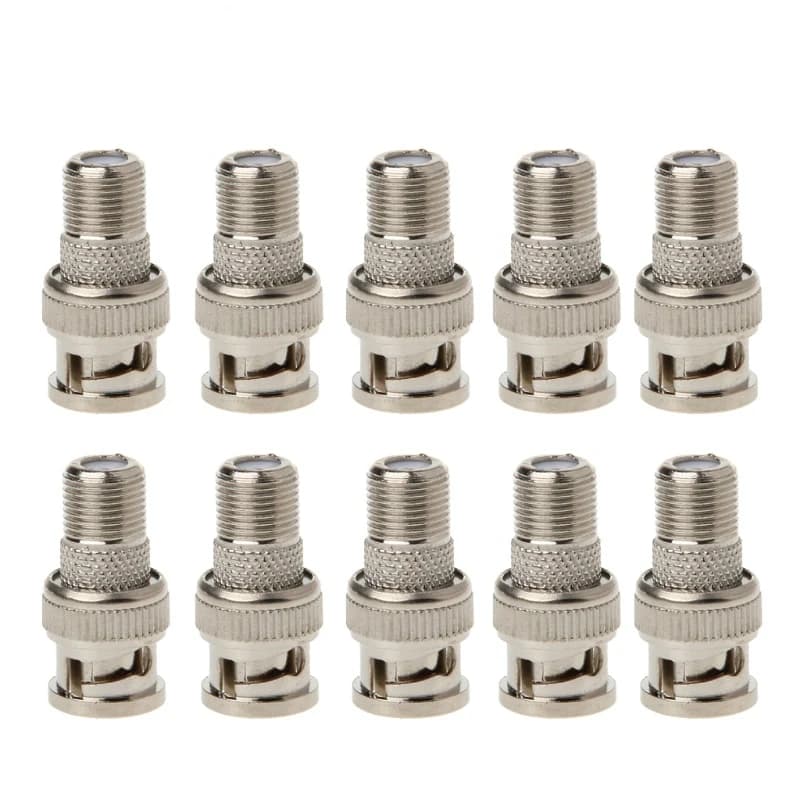 10Pcs/Set BNC Male Plug To F Female Jack Coax Connector Adapter For CCTV Camera
