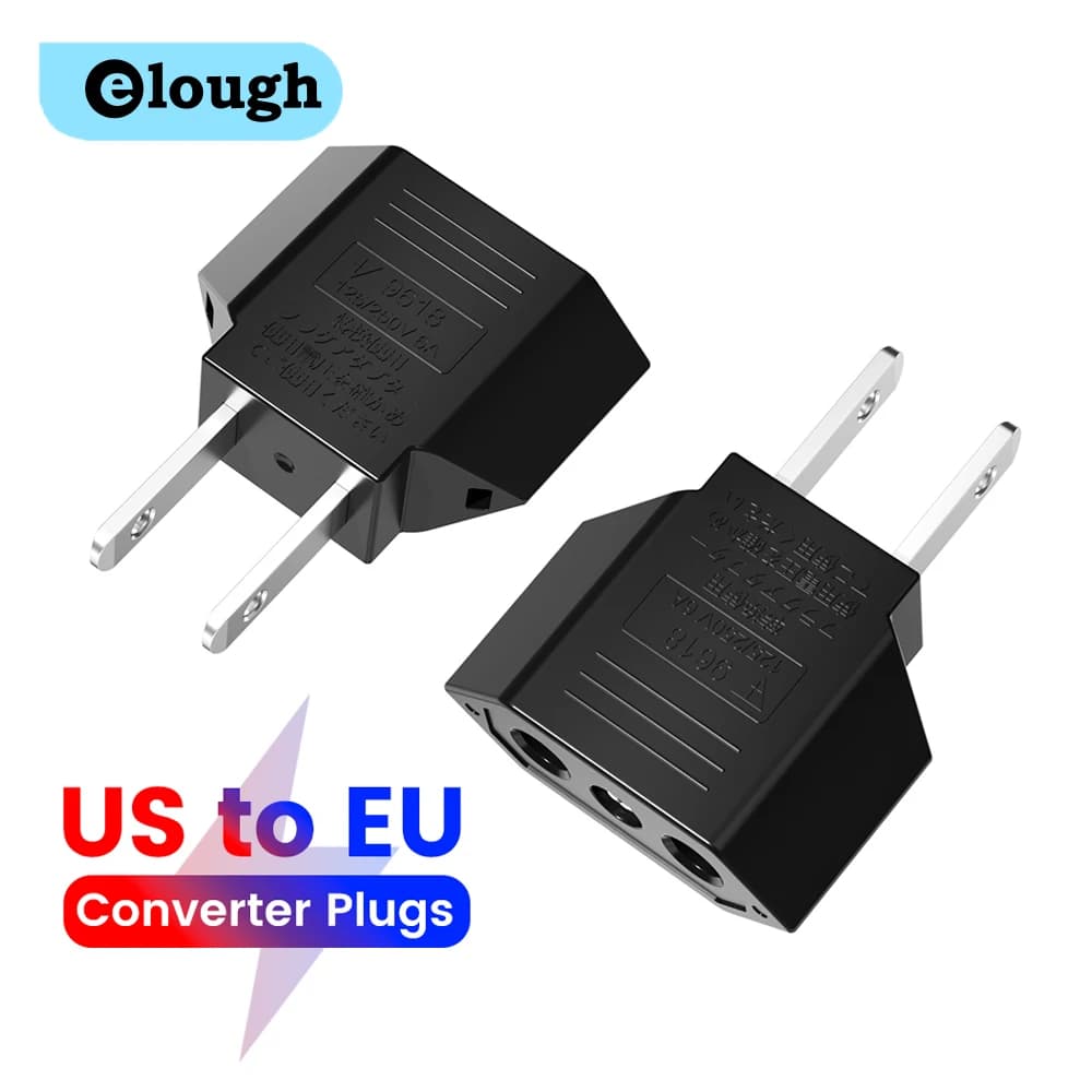 Elough US To EU Converter Plugs US America To EU European Power Adapter Travel Converter 4.0mm American To Europe Plug Adapter