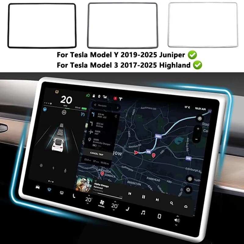 For Tesla Model Y / 3 Silicone Protective Frame Edge Cover Central Control Navigation Screen Protector Car interior Accessories