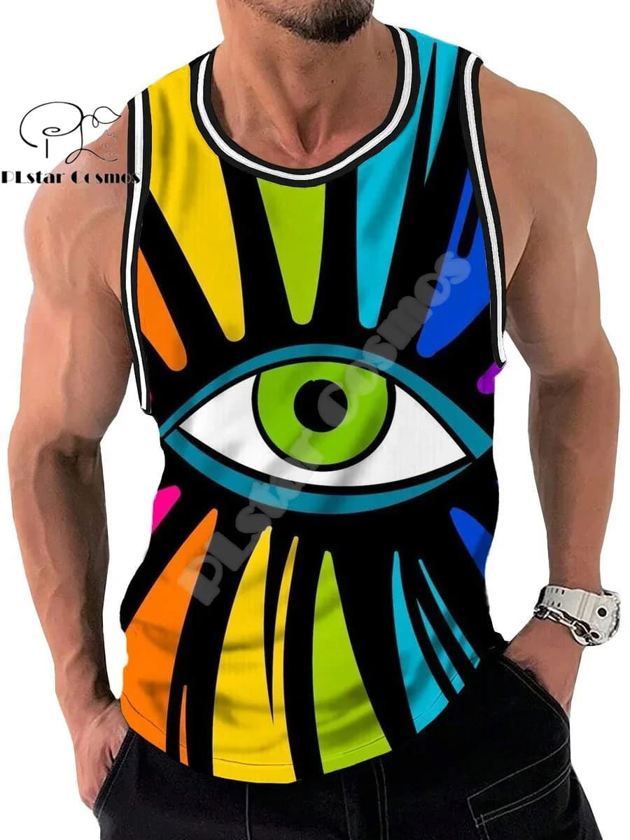 NewFashion Graffiti Psychedelic Tattoo Retro Tank Top Streetwear 3DPrint Harajuku Summer Vest O-Neck Sleeveless Casual Shirts V4