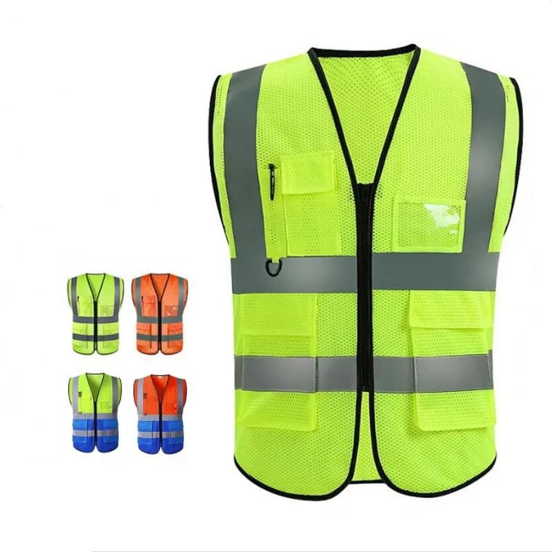Reflective Safety Vest Grid Type Multi-pocket Traffic Vest Breathable Railway Coal Miners Builders Uniform Racing Running Sports