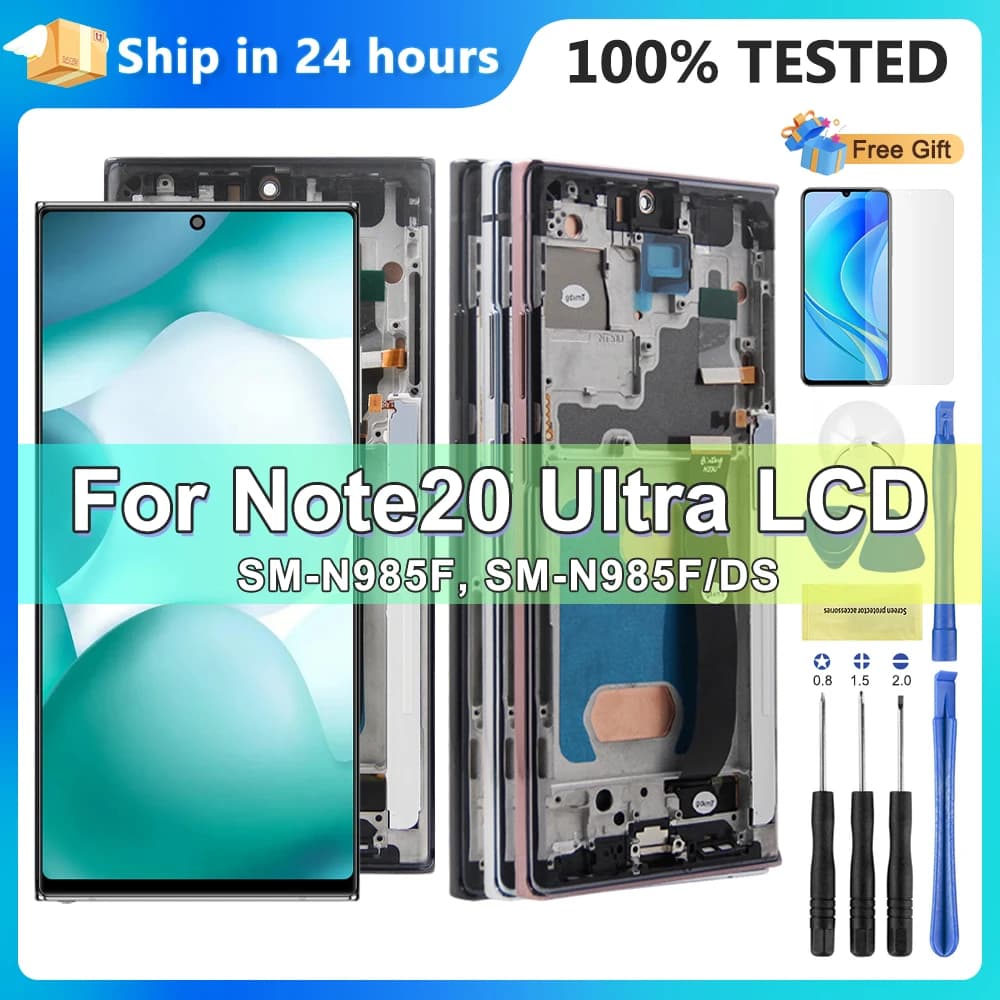 100% Tested display note 20 ultra with frame, LCD for Samsung Galaxy Note 20 Ultra 5G N986B N985 Touch Screen Digitizer Assembly