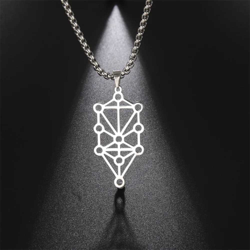 My Shape Sephirot Kabbalah Tree of Life Necklaces for Men Women Stainless Steel Pendant Necklace Vintage Male Jewelry Amulet