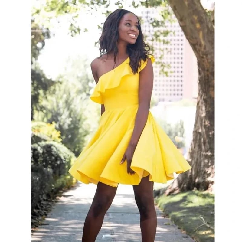 Line A short PROM Homecoming dress 2024 One-shoulder beauty pageant women formal occasion party evening dress custom 2024