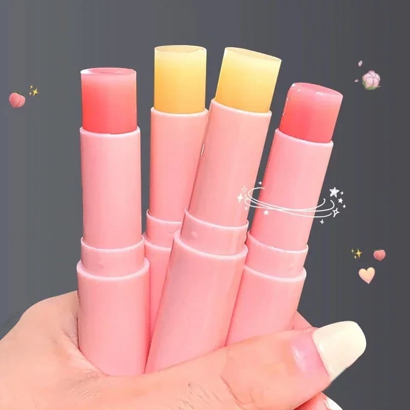 Natural Peach Lip Balm Temperature Change Color Lipstick Moisturizing Hydrates Make Up Cosmetics Long-lasting Lip Care Tools
