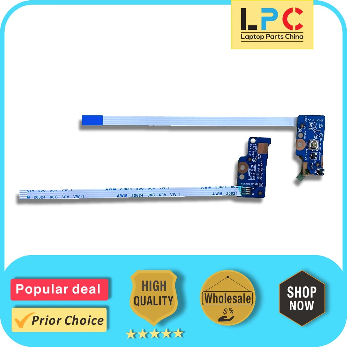 Power Button Board with Cable for HP Pavilion 15-R 15-G 15-H 15-S 250 G3 255 G3 256 G3 New Laptop Power Button Board with Cable