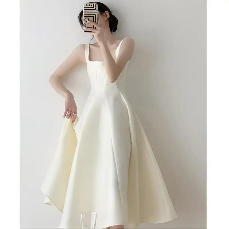 Satin Formal Evening Dresses Fashion Square Collar Simple Birthday Party Dress New Short Elegant A-line Dresses Customized