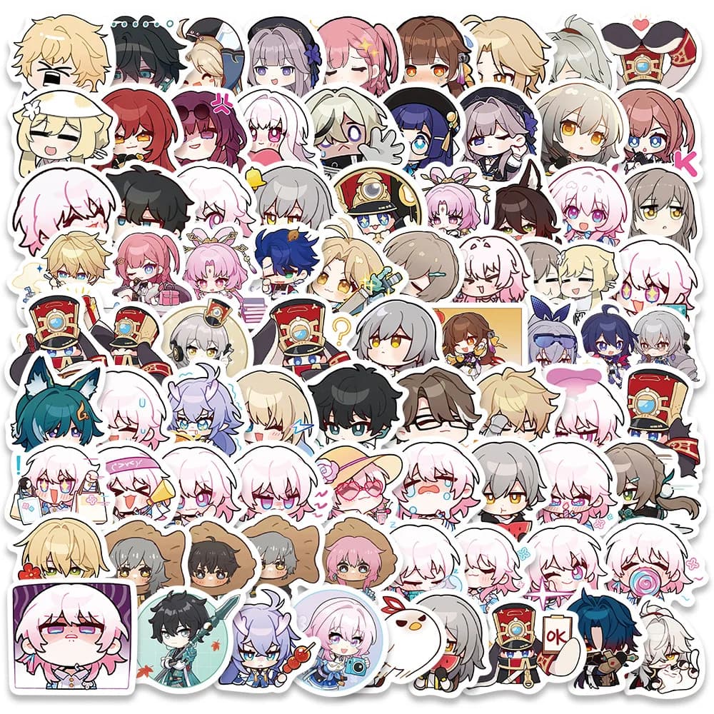 80Pcs/Set No Repeating Small Sticker Hot Game Honkai:Rail Star Character March 7th DanHeng Gift Box Waterproof For DIY Handbook