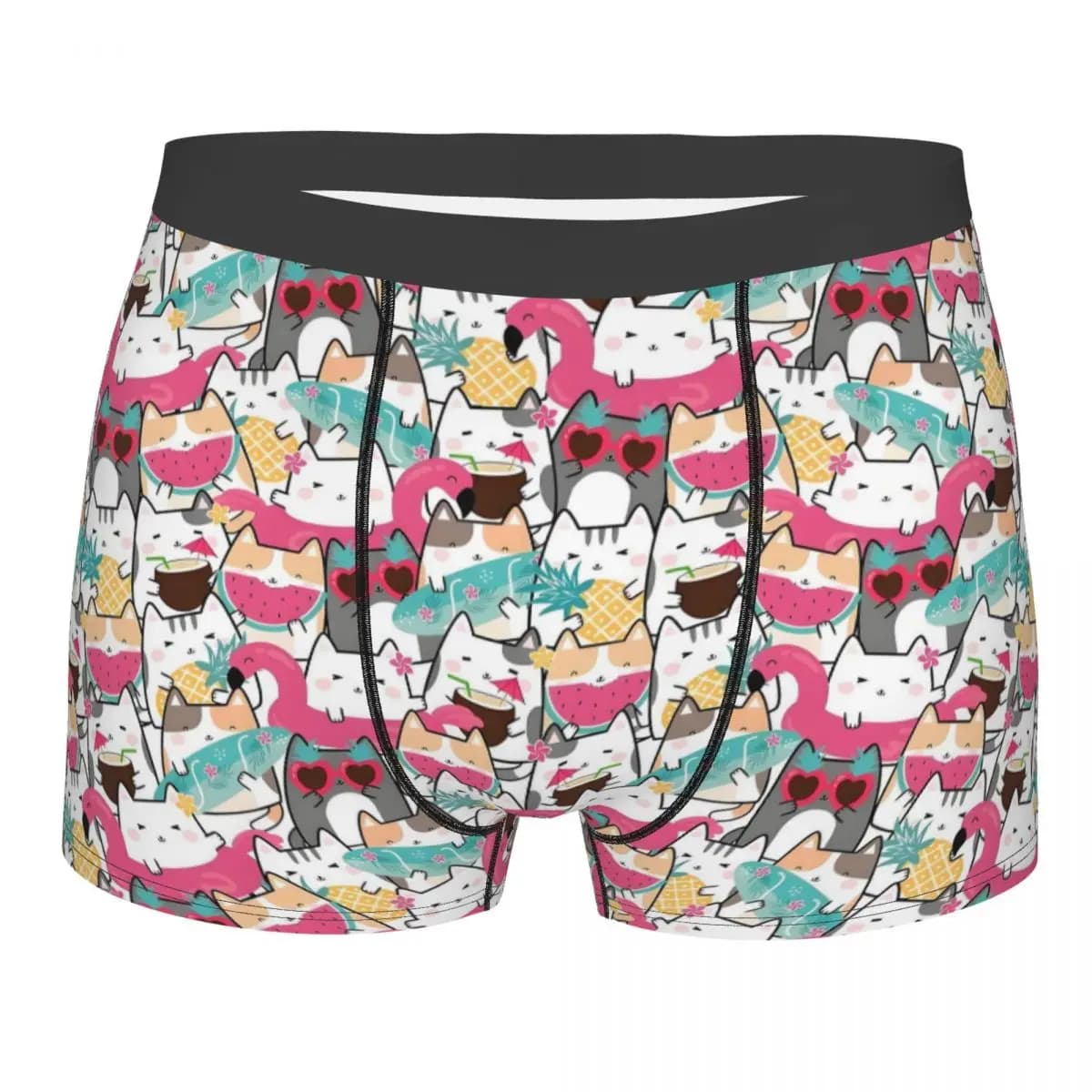 Custom Male Cool Summertime Cats Packed Cats Underwear Boxer Briefs Stretch Shorts Panties Underpants