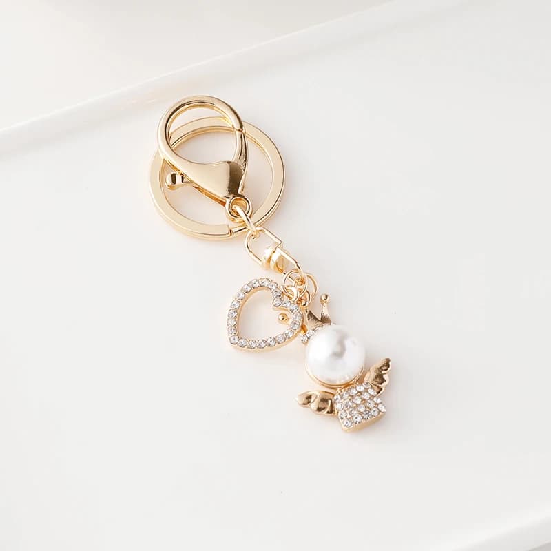 Cute Angel Pearl Alloy Keychain Girl's Bag Jewelry