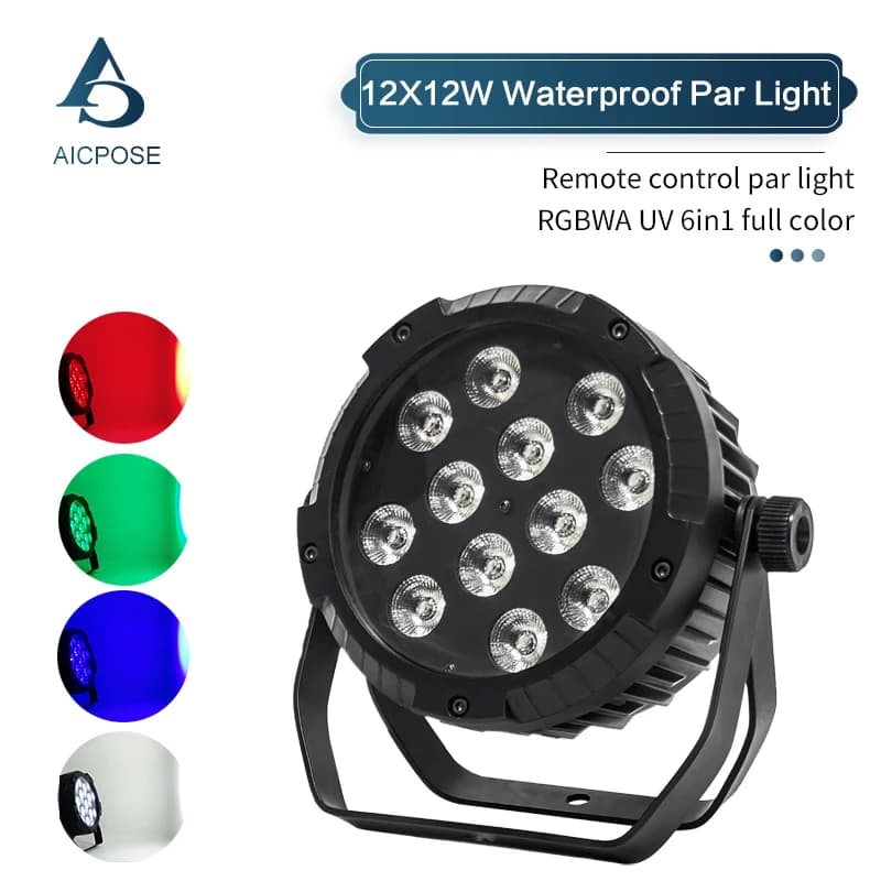 12x12W RGBW/12x18W RGBWA+UV 6 in 1 LED Par Light Outdoor Waterproof Stage Light DMX512 Control DJ Disco Stage Lighting