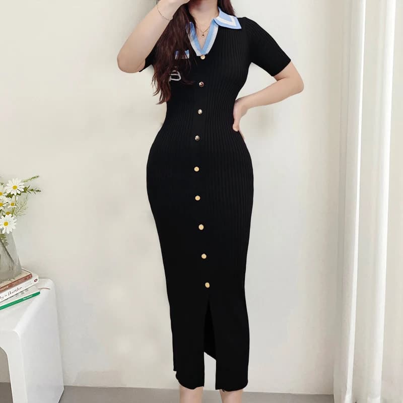 YuooMuoo Chic Fashion Sexy Wrap Hips Maxi Dress Women Luxury Embroidery Single-breasted Bodycon Party Dress Office Lady Vestidos