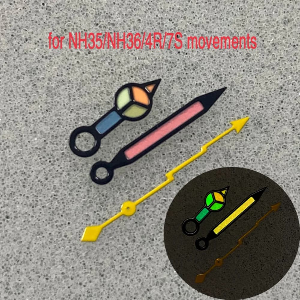 Watch Hands Set Luminous Watch Coloured Needle Pointers For NH35/NH36/4R/7S movement Watch Repair Accessories Replacement
