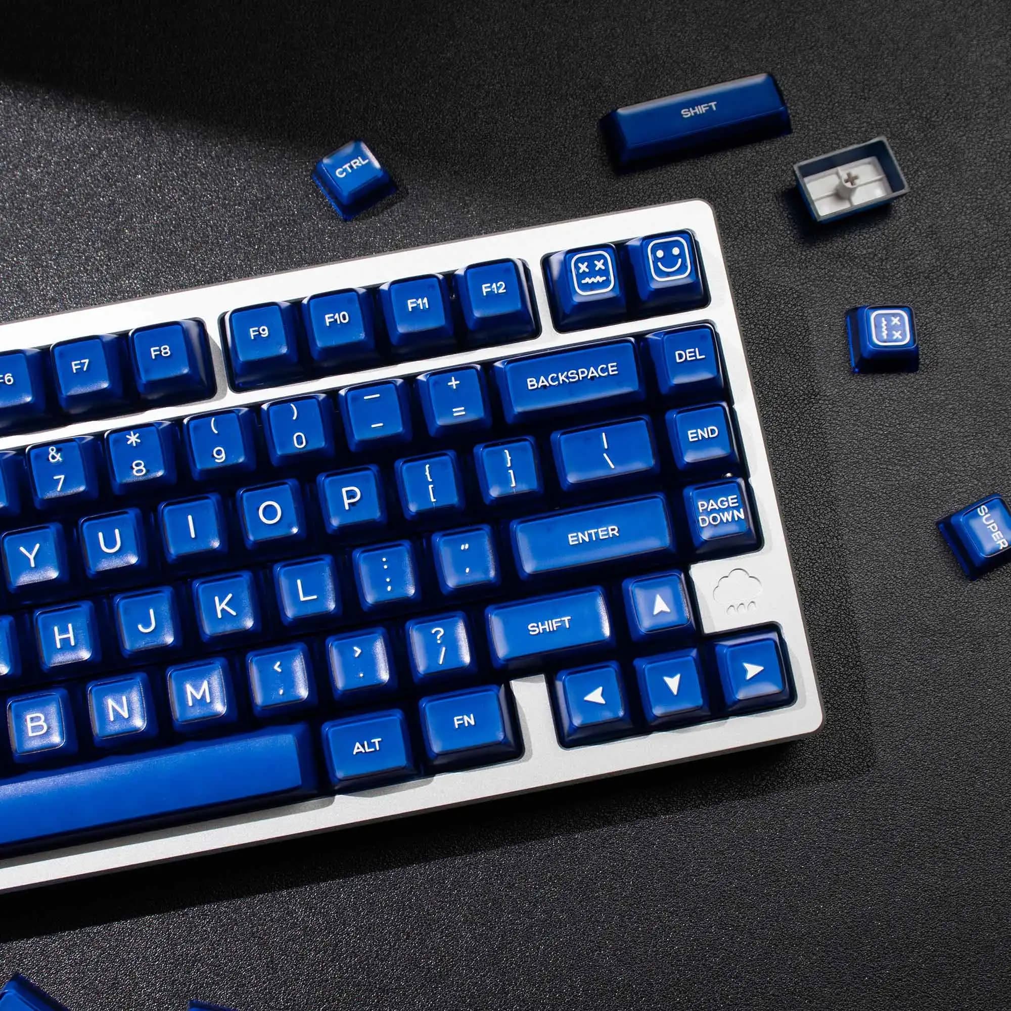 142 keys Double Shot Keycaps Klein Blue Translucent Keycaps SA Profile Custom keycaps For Mx Switches Mechanical Keyboard Kit