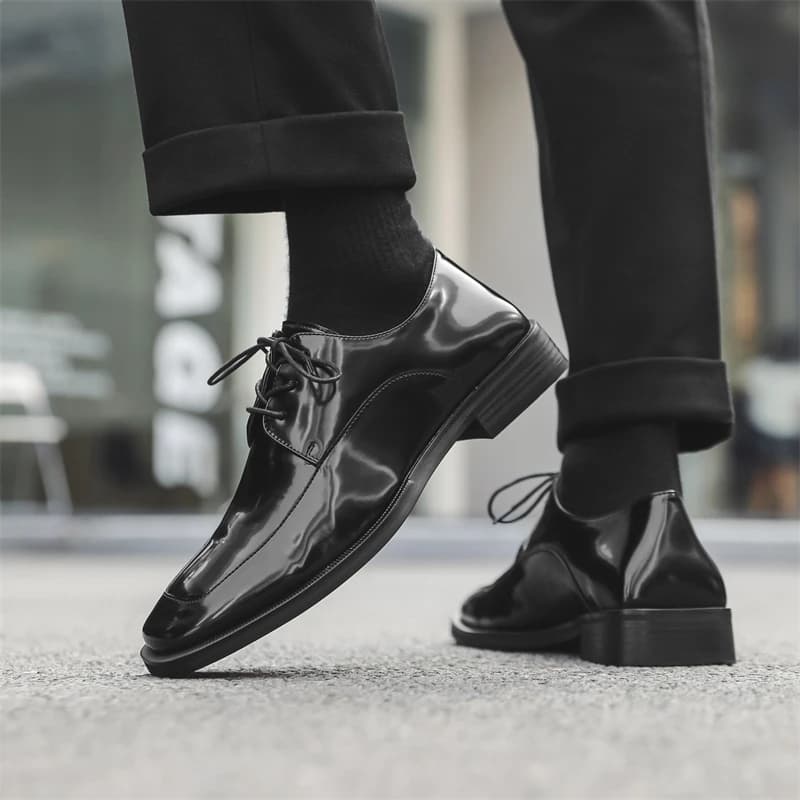 Genuine leather men's shoes Fashionable square head design style Leisure Outdoor Formal Party New Business and Office Shoes New