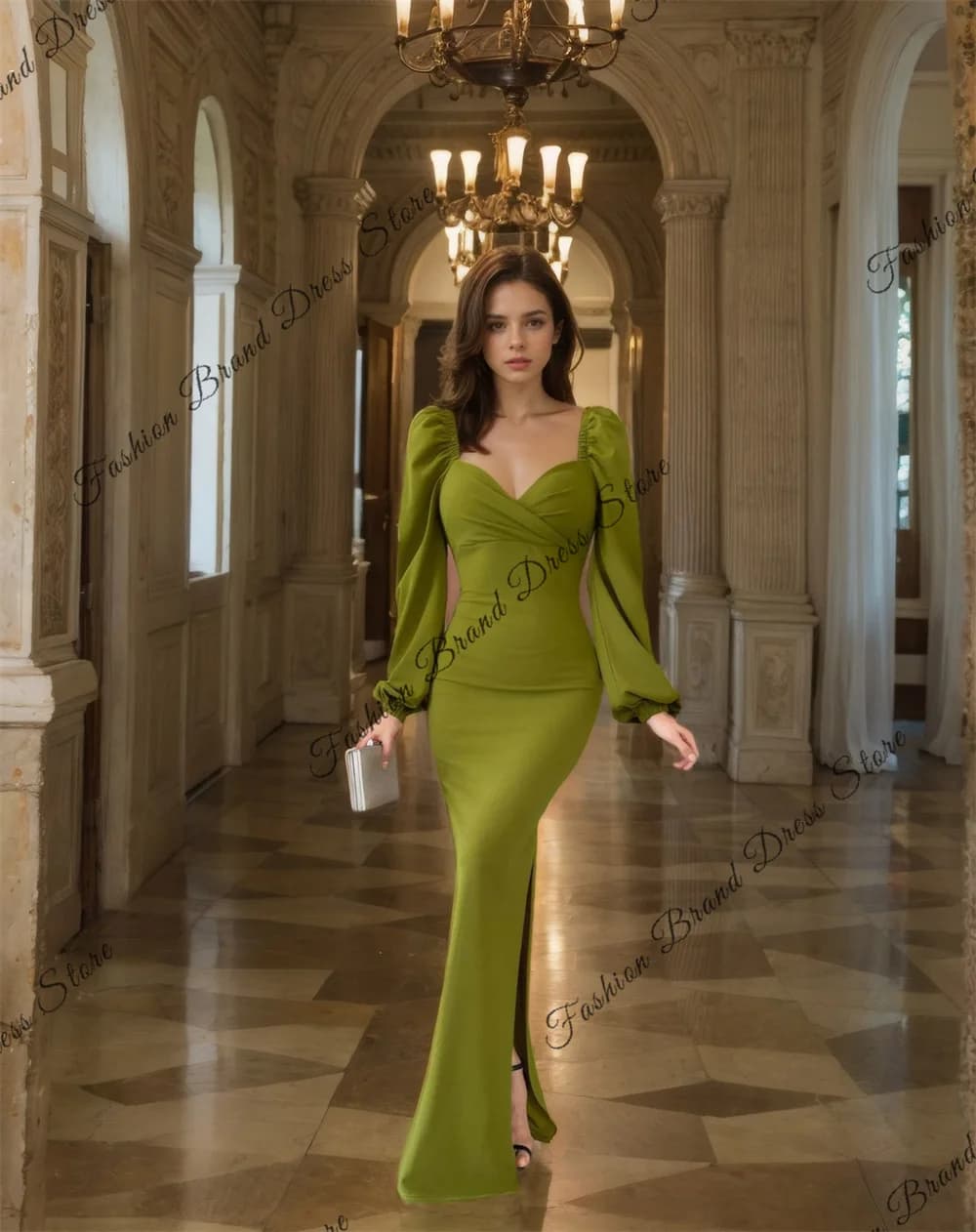 Off-the-shoulder Sweetheart Mermaid Evening Dresses With Split Backless Pleated Corset Prom Gowns Long Sleeves Formal Ball Gowns