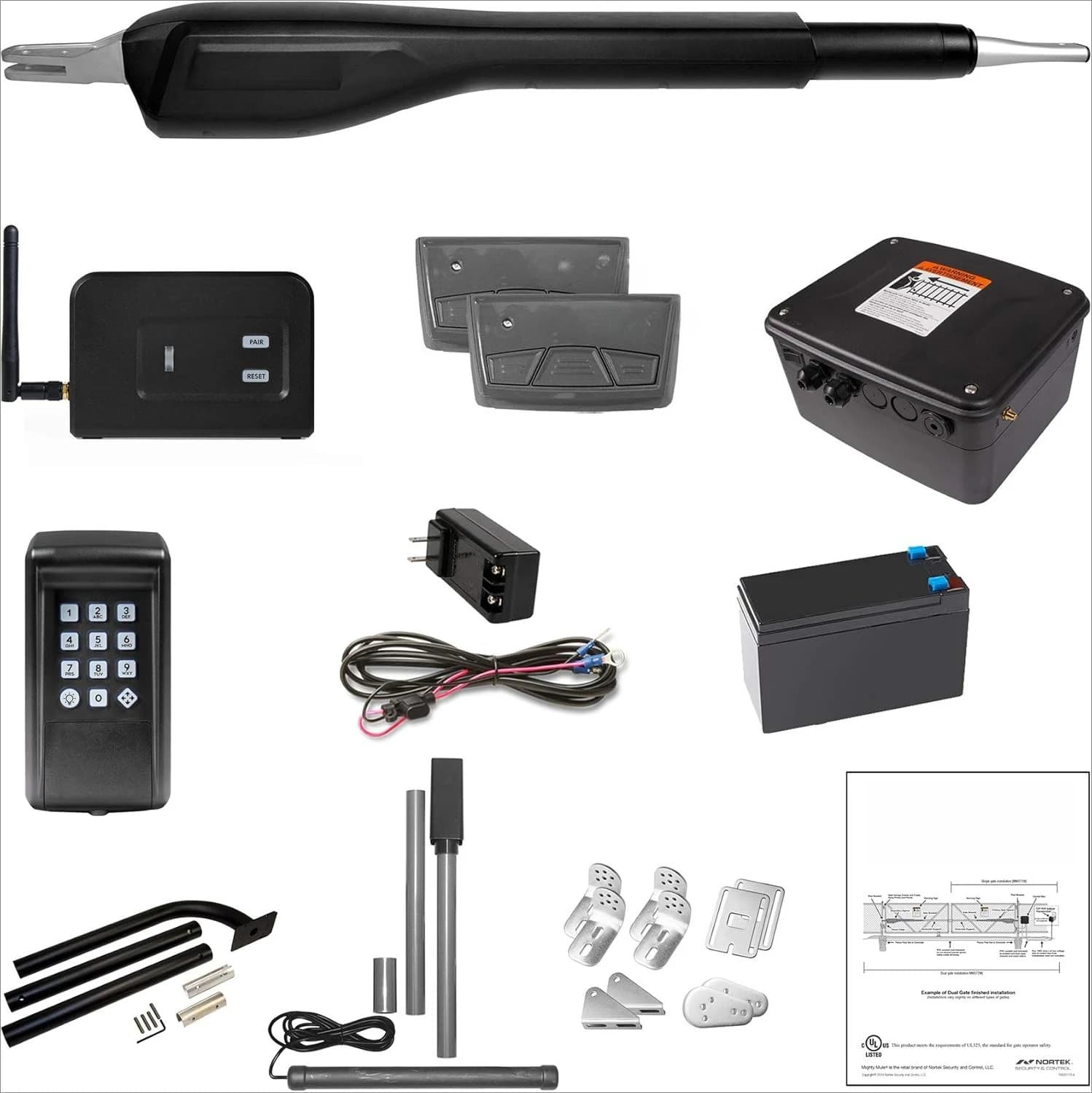 MM571W Heavy Duty Automatic Smart and Solar Ready, Single Gate Opener, Black