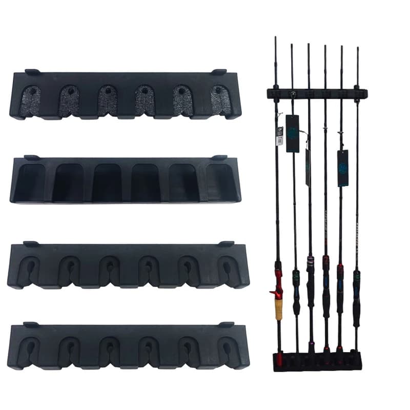 2PCS Fishing Rod Holders 6-Rod Capacity Rack Vertical/Horizontal Pole Holder Wall Mount Fishing Pole Storage For Garage Wall